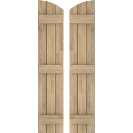 Americraft 3-Board (3 Batten) Wood Joined Board-n-Batten Shutters W/ Ellipt Top, ARW401BE311X74UNH